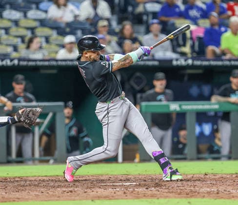 SEP 9, 2026: Arizona Diamondbacks designated hitter Ketel Marte (4) hits a single in the 5th inning against the Kansas City Royals at Kauffman Stadium Kansas City, MO. CSM Kansas City United States - ZUMAc04_ 20260909_zma_c04_153 Copyright: xRomanxPunox