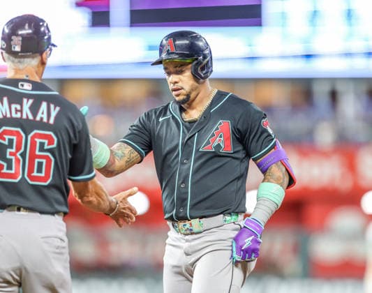 SEP 9, 2026: Arizona Diamondbacks designated hitter Ketel Marte (4) hits a single in the 5th inning against the Kansas City Royals at Kauffman Stadium Kansas City, MO. CSM Kansas City United States - ZUMAc04_ 20260909_zma_c04_184 Copyright: xRomanxPunox