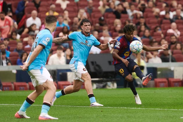 ESP UEFA Champions League soccer: FC Barcelona vs. Feyenoord Rotterdam. Lamine Yamal of FC Barcelona during the UEFA Champions League soccer match between FC Barcelona and Feyenoord Rotterdam, played at Spotify Camp Nou Stadium in Barcelona on September 9, 2026, in Spain. Spain Soccer Copyright: xAgenciaxLOFx