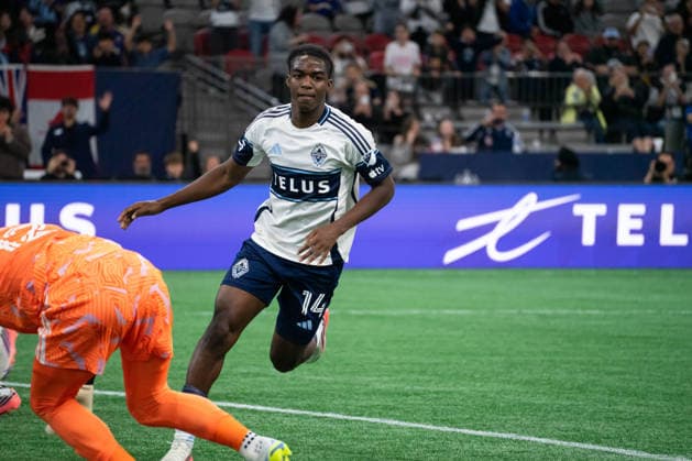VANCOUVER, CANADA - SEPTEMBER 9: Bruno Caicedo of Vancouver Whitecaps FC celebrates after scoring a penalty goal during the Major League Soccer match between Vancouver Whitecaps FC and LA Galaxy at BC Place Stadium on September 9, 2026 in Vancouver, British Columbia, Canada. Copyright: xAmyxElle SPPx Sportspressphoto_SPR227576