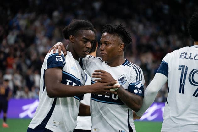 VANCOUVER, CANADA - SEPTEMBER 9: Bruno Caicedo of Vancouver Whitecaps FC celebrates with Edier Ocampo of Vancouver Whitecaps FC after scoring a penalty goal during the Major League Soccer match between Vancouver Whitecaps FC and LA Galaxy at BC Place Stadium on September 9, 2026 in Vancouver, British Columbia, Canada. Copyright: xAmyxElle SPPx Sportspressphoto_SPR227581