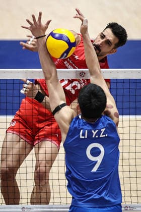 260909 -- KITAKYUSHU, Sept. 9, 2026 -- Seyed Eisa Naseri Chenari top of Iran spikes the ball during the pool B match between Iran and China at AVC Men s Volleyball Continental Championship in Kitakyushu, Japan, Sept. 9, 2026. SPJAPAN-KITAKYUSHU-VOLLEYBALL-AVC MEN S CONTINENTAL CHAMPIONSHIP-IRAN VS CHINA JiaxHaocheng  (SP)JAPAN-KITAKYUSHU-VOLLEYBALL-AVC MEN S CONTINENTAL CHAMPIONSHIP-IRAN VS CHINA IMAGO JiaxHaocheng  imago images 0866404958