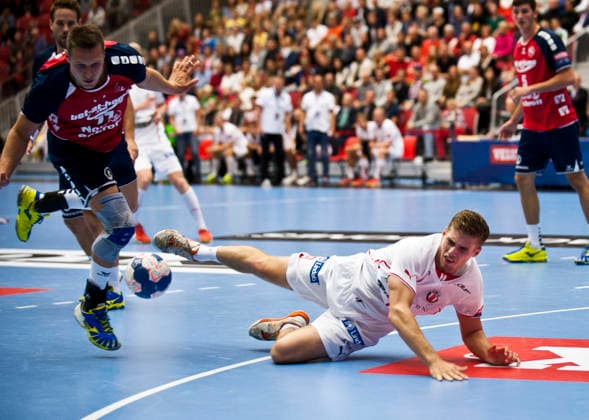 Drotts Albin Stenberg during the Champions League match between Drott and Flensburg on September 25, 2013, in Halmstad, Sweden  Copyright: xAvdoxBilkanovicx