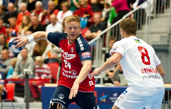 Flensburgs Jim Gottfridsson during the Champions League match between Drott and Flensburg on September 25, 2013, in Halmstad, Sweden  Copyright: xAvdoxBilkanovicx