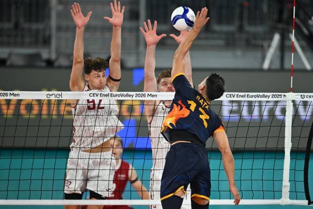 CEV EuroVolley 2026, Romania - Latvia, 09 September 2026 Alexandru Rata plays during the CEV EuroVolley 2026 game between Romania and Latvia, in Cluj Napoca, Romania, 9 September 2026. Copyright: xAlexxNicodimx