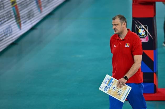 CEV EuroVolley 2026, Romania - Latvia, 09 September 2026 Sergiu Stancu Romania head coach reacts during the CEV EuroVolley 2026 game between Romania and Latvia, in Cluj Napoca, Romania, 9 September 2026. Copyright: xAlexxNicodimx