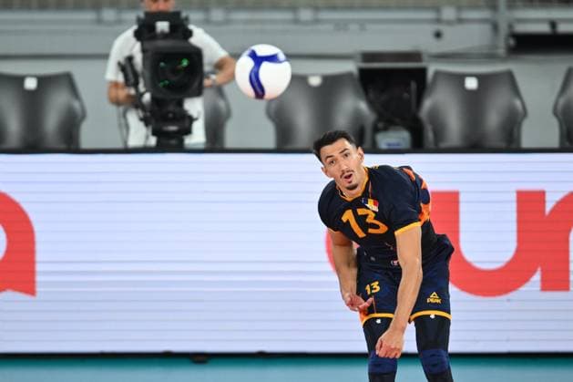 CEV EuroVolley 2026, Romania - Latvia, 09 September 2026 Alexandru Rata reacts during the CEV EuroVolley 2026 game between Romania and Latvia, in Cluj Napoca, Romania, 9 September 2026. Copyright: xAlexxNicodimx