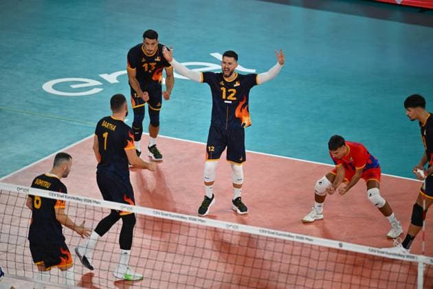CEV EuroVolley 2026, Romania - Latvia, 09 September 2026 Marian Bala plays during the CEV EuroVolley 2026 game between Romania and Latvia, in Cluj Napoca, Romania, 9 September 2026. Copyright: xAlexxNicodimx