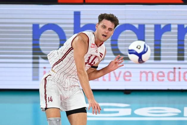 CEV EuroVolley 2026, Romania - Latvia, 09 September 2026 Kristers Landzans plays during the CEV EuroVolley 2026 game between Romania and Latvia, in Cluj Napoca, Romania, 9 September 2026. Copyright: xAlexxNicodimx