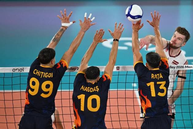 CEV EuroVolley 2026, Romania - Latvia, 09 September 2026 Janis Medenis plays during the CEV EuroVolley 2026 game between Romania and Latvia, in Cluj Napoca, Romania, 9 September 2026. Copyright: xAlexxNicodimx