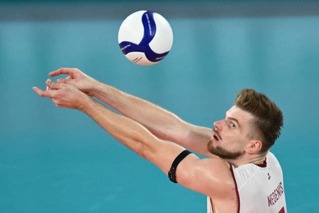 CEV EuroVolley 2026, Romania - Latvia, 09 September 2026 Janis Medenis plays during the CEV EuroVolley 2026 game between Romania and Latvia, in Cluj Napoca, Romania, 9 September 2026. Copyright: xAlexxNicodimx