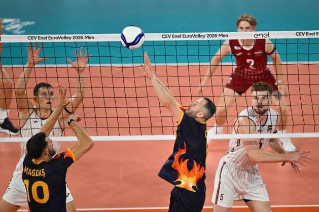 CEV EuroVolley 2026, Romania - Latvia, 09 September 2026 Claudiu Dumitru plays during the CEV EuroVolley 2026 game between Romania and Latvia, in Cluj Napoca, Romania, 9 September 2026. Copyright: xAlexxNicodimx