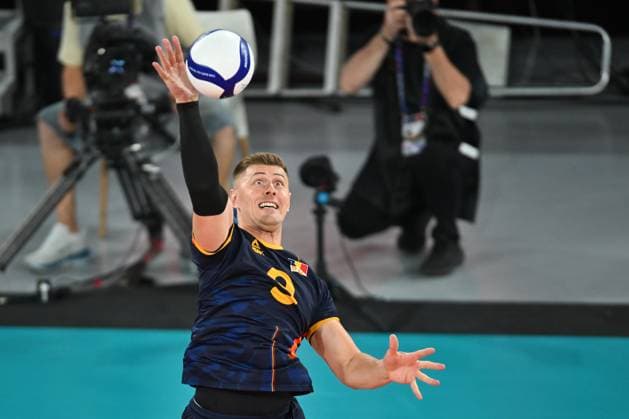 CEV EuroVolley 2026, Romania - Latvia, 09 September 2026 Robert Aciobanitei reacts during the CEV EuroVolley 2026 game between Romania and Latvia, in Cluj Napoca, Romania, 9 September 2026. Copyright: xAlexxNicodimx