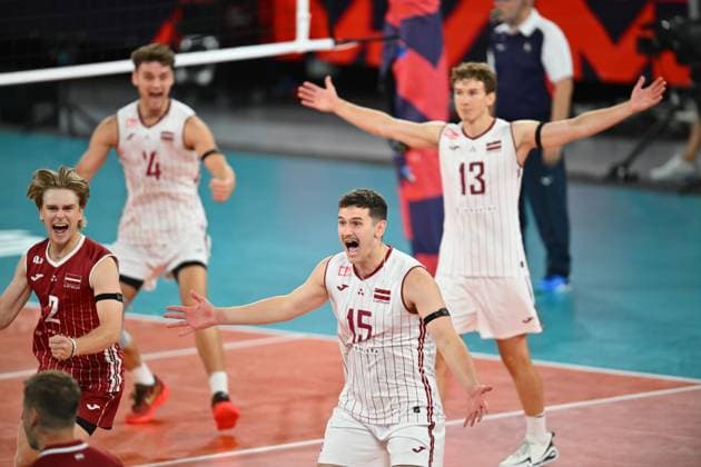 CEV EuroVolley 2026, Romania - Latvia, 09 September 2026 Armands Rokjans plays during the CEV EuroVolley 2026 game between Romania and Latvia, in Cluj Napoca, Romania, 9 September 2026. Copyright: xAlexxNicodimx