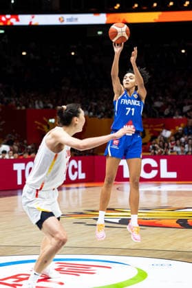 Leila Lacan, France, 71 on the shot, GER, China vs. France, Basketball, 2026 FIBA Women s World Cup, Quarterfinals, September 10, 2026, GER, China vs. France, Basketball, 2026 FIBA Women s World Cup, Quarterfinals, September 10, 2026, Berlin Copyright: xEibner-Pressefoto MaxxVincenx EP_MVN