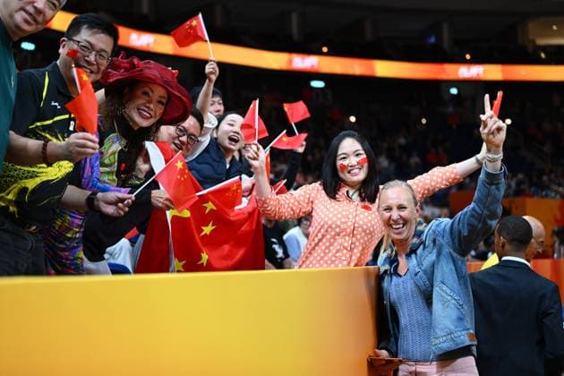 China v France - FIBA Women s Basketball World Cup 2026 Quarter-Final BERLIN, GERMANY - SEPTEMBER 10 : Ann Wauters belgian former professional basketball player with supporters and fans from China during the FIBA Women s Basketball World Cup quarter final match between China and France in Berlin on September 10, 2026 in Berlin, Germany, 10 09 2026 Berlin Germany  Copyright: xVincentxKalutx