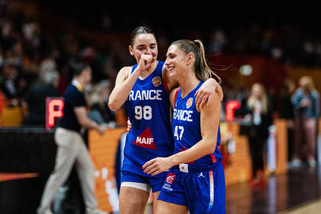 FIBA Women’s Basketball World Cup 2026: China vs. France, September 10, 2026—Pauline Astier (France, 98) and Romane Bernies (France, 47)—Basketball, FIBA Women’s Basketball World Cup 2026, Final Phase, Quarterfinals: China vs. France on September 10, 2026, at the Uber Arena, Berlin Copyright: xBEAUTIFULxSPORTS Tonhäuserx