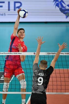 CEV EuroVolley 2026, France - Switzerland , 10 September 2026 Theo Faure plays during the CEV EuroVolley 2026 game between France and Switzerland, in Cluj Napoca, Romania, 10 September 2026. Copyright: xAlexxNicodimx