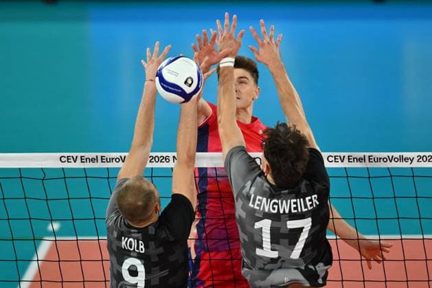 CEV EuroVolley 2026, France - Switzerland , 10 September 2026 Theo Faure plays during the CEV EuroVolley 2026 game between France and Switzerland, in Cluj Napoca, Romania, 10 September 2026. Copyright: xAlexxNicodimx