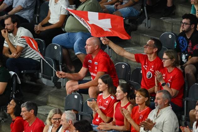 CEV EuroVolley 2026, France - Switzerland , 10 September 2026 Swiss fans react during the CEV EuroVolley 2026 game between France and Switzerland, in Cluj Napoca, Romania, 10 September 2026. Copyright: xAlexxNicodimx