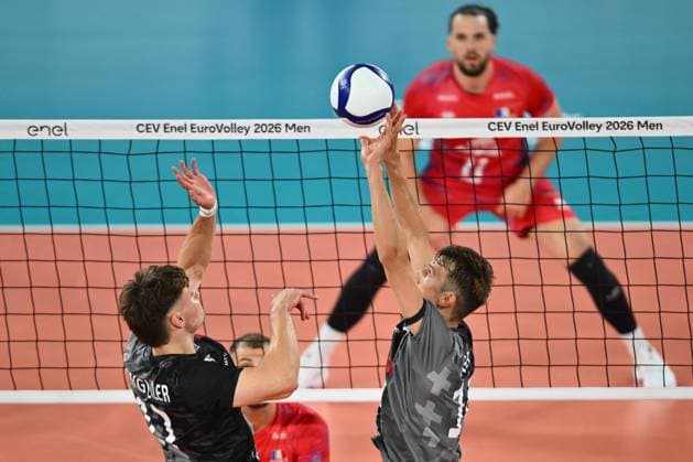 CEV EuroVolley 2026, France - Switzerland , 10 September 2026 Fabrice Egger plays during the CEV EuroVolley 2026 game between France and Switzerland, in Cluj Napoca, Romania, 10 September 2026. Copyright: xAlexxNicodimx