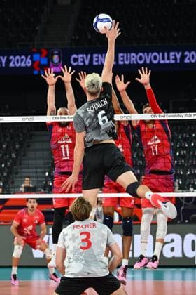 CEV EuroVolley 2026, France - Switzerland , 10 September 2026 Etienne Schalch plays during the CEV EuroVolley 2026 game between France and Switzerland, in Cluj Napoca, Romania, 10 September 2026. Copyright: xAlexxNicodimx