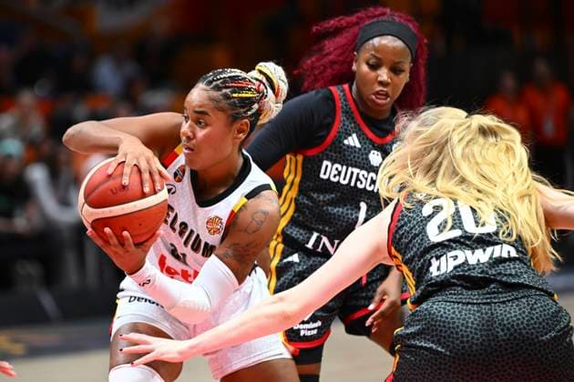Belgium v Germany - FIBA Women s Basketball World Cup 2026 Quarter-Final BERLIN, GERMANY - SEPTEMBER 10 : Lisowa Mbaka Maxuella small forward of Belgium during the FIBA Women s Basketball World Cup quarter final match between Belgium and Germany in Berlin on September 10, 2026 in Berlin, Germany, 10 09 2026 Berlin Germany  Copyright: xVincentxKalutx