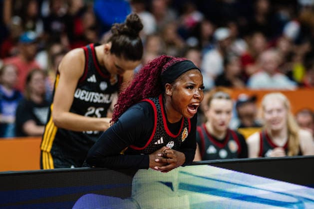 FIBA Women’s Basketball World Cup 2026: Belgium vs. Germany, September 10, 2026; Alexis Peterson, Germany, 1, shouts, calls out; basketball; FIBA Women’s Basketball World Cup 2026; Final Round, Quarterfinals: Belgium vs. Germany on September 10, 2026, at the Uber Arena, Berlin Copyright: xBEAUTIFULxSPORTS Tonhäuserx