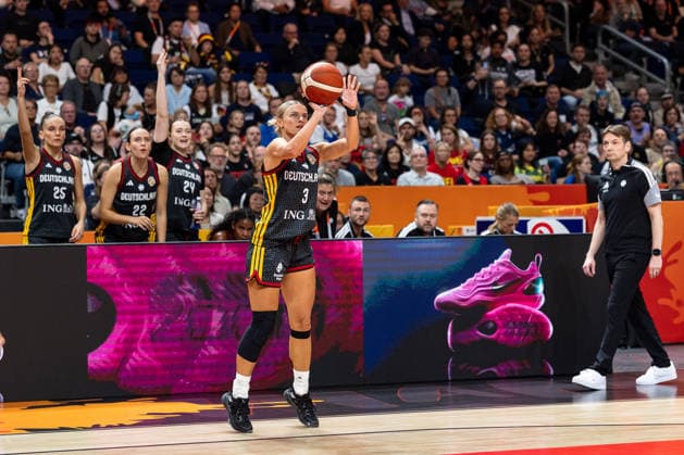 Alexandra Wilke, Germany, No. 3 taking a shot, GER, Belgium vs. Germany, Basketball, 2026 FIBA Women s World Cup, Quarterfinals, September 10, 2026, GER, Belgium vs. Germany, Basketball, 2026 FIBA Women s World Cup, Quarterfinals, September 10, 2026, Berlin Copyright: xEibner-Pressefoto MaxxVincenx EP_MVN