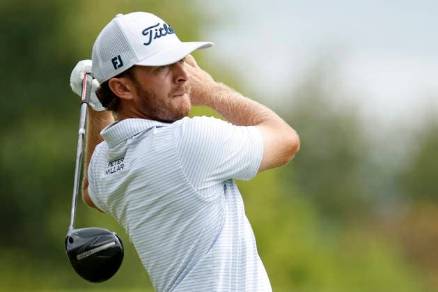 FRANKLIN, TN - SEPTEMBER 10: Ben Carr watches his tee shot on No. 18 during the opening round of the Simmons Bank Open for the Snedeker Foundation, September 10, 2026, at Vanderbilt Legends Club in Franklin, Tennessee. (Photo by Matthew Maxey Icon Sportswire) GOLF: SEP 10 Korn Ferry Tour Simmons Bank Open EDITORIAL USE ONLY Icon260910019