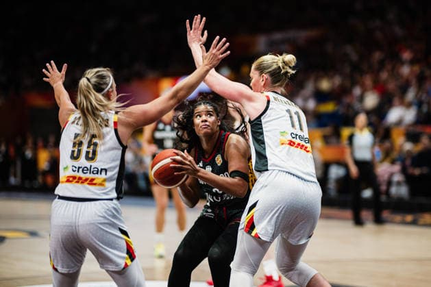 FIBA Women’s Basketball World Cup 2026: Belgium vs. Germany, September 10, 2026; Nyara Sabally (Germany), 8, vs. Emma Meesseman (Belgium), 11, and Julie Allemand (Belgium), 55; Basketball; FIBA Women’s Basketball World Cup 2026; Final Phase, Quarterfinals: Belgium vs. Germany on September 10, 2026, at the Uber Arena, Berlin Copyright: xBEAUTIFULxSPORTS Tonhäuserx