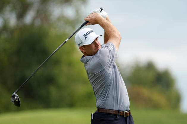 FRANKLIN, TN - SEPTEMBER 10: Robby Shelton holds his follow through as we tees off No. 18 during the opening round of the Simmons Bank Open for the Snedeker Foundation, September 10, 2026, at Vanderbilt Legends Club in Franklin, Tennessee. (Photo by Matthew Maxey Icon Sportswire) GOLF: SEP 10 Korn Ferry Tour Simmons Bank Open EDITORIAL USE ONLY Icon260910021