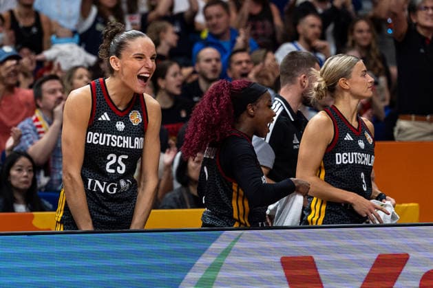 Clara Bielefeld, Germany, 25, celebrating, GER, Belgium vs. Germany, Basketball, 2026 FIBA Women s World Cup, Quarterfinals, September 10, 2026, GER, Belgium vs. Germany, Basketball, 2026 FIBA Women’s World Cup, Quarterfinals, September 10, 2026, Berlin Copyright: xEibner-Pressefoto MaxxVincenx EP_MVN