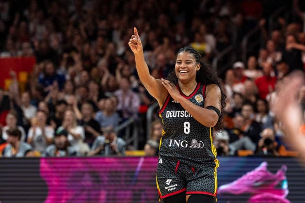 Nyara Sabally, Germany, September 8, celebrating, GER, Belgium vs. Germany, Basketball, 2026 FIBA Women s World Cup, Quarterfinals, September 10, 2026, GER, Belgium vs. Germany, Basketball, 2026 FIBA Women s World Cup, Quarterfinals, September 10, 2026, Berlin Copyright: xEibner-Pressefoto MaxxVincenx EP_MVN