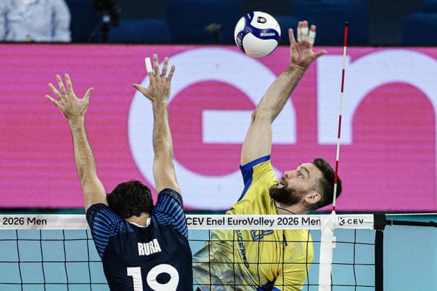 IPA88363247 - Ukraine s Dmytro Yanchuk in action during the CEV Enel Eurovolley 2026 pool play match between Israel and Ukraine at Arena 8888 in Sofia, Bulgaria, on September 10, 2026  Copyright: xIvanxSxIvanov IPAxSportx xx IPA88363247