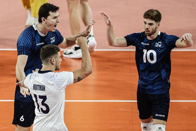 IPA88363249 - Israeli players celebrating a point during the CEV Enel Eurovolley 2026 pool phase match between Israel and Ukraine - Arena 8888 in Sofia, Bulgaria, on September 10, 2026  Copyright: xIvanxSxIvanov IPAxSportx xx IPA88363249