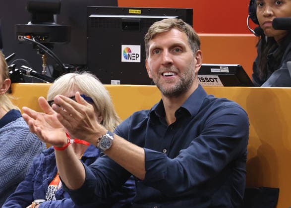 Dirk Nowitzki applauds enthusiastically; Upper Body; Sports; Basketball; FIBA World Cup; World Championship; Women s World Championship; 2026-2027 Season; October 9, 2026; Belgium (BEL) vs. DBB Germany (GER)