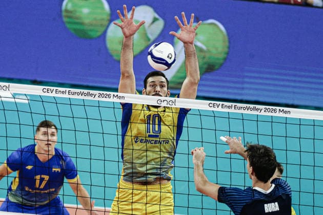 IPA88363254 - Ukraine s Yurii Semeniuk in action during the CEV Enel Eurovolley 2026 pool phase match between Israel and Ukraine at Arena 8888 in Sofia, Bulgaria, on September 10, 2026  Copyright: xIvanxSxIvanov IPAxSportx xx IPA88363254