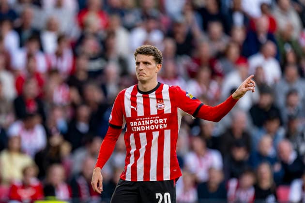 EINDHOVEN: PSV Eindhoven midfielder Guus Til during the UEFA Champions League match between PSV and Shakhtar Donetsk at Philips Stadion on September 10, 2026, in Eindhoven, the Netherlands. Photo by DeFodi Images