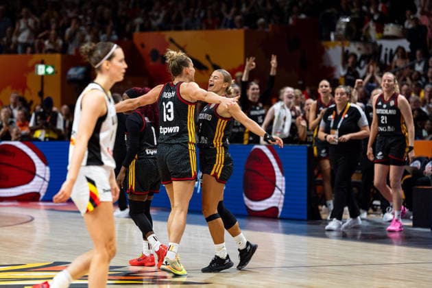 Leonie Fiebich (Germany, 13) and Alexandra Wilke (Germany, 03) celebrate, GER, Belgium vs. Germany, Basketball, 2026 FIBA Women’s World Cup, Quarterfinals, September 10, 2026, GER, Belgium vs. Germany, Basketball, 2026 FIBA Women s World Cup, Quarterfinals, September 10, 2026, Berlin Copyright: xEibner-Pressefoto MaxxVincenx EP_MVN