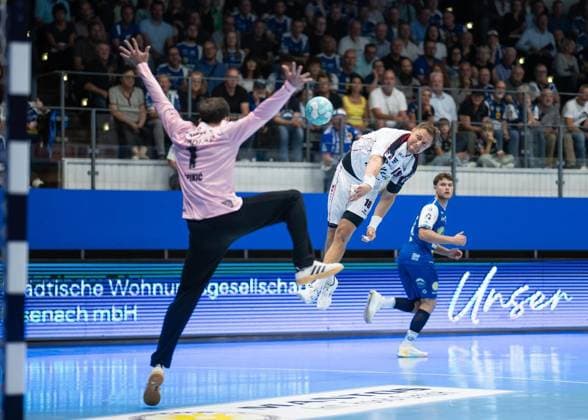 HANDBALL OPEL HBL MATCHDAY 4 THSV EISENACH SG BBM BIETIGHEIM ** FOR EDITORIAL PURPOSES ONLY ** EDITORIAL USE ONLY ** p September 10, 2026 Eisenach Handball Opel Handball 1st Bundesliga Season 2026–2027 Werner Assmann Hall Matchday 4 ThSV Eisenach vs. BBM Bietigheim In the photo: Goalkeeper Matija Spikic (1) of ThSV Eisenach in a duel with Fabian Wiederstein 18 SG BBM Bietigheim Germany Thuringia Eisenach Copyright SaschaxFromm Copyright: SaschaxFromm doc87jl7rr023n1k51z2n02 ,EDITORIAL USE ONLY Copyright: SaschaxFromm