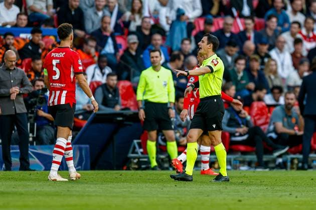 EINDHOVEN , 10-09-2026 , Philips stadium, season 2026 2027 , UEFA Champions League football , match between PSV and Shakhtar Donetsk, picture shows Referee Halil Umut PSV - Shakhtar Donetsk  x206825268x Copyright: