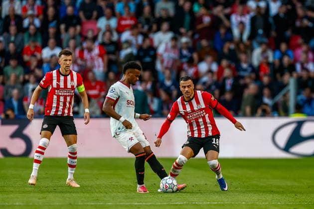 EINDHOVEN , 10-09-2026 , Philips stadium, season 2026 2027 , UEFA Champions League football , match between PSV and Shakhtar Donetsk, picture shows PSV player Filip Kostic PSV - Shakhtar Donetsk  x206825384x Copyright: