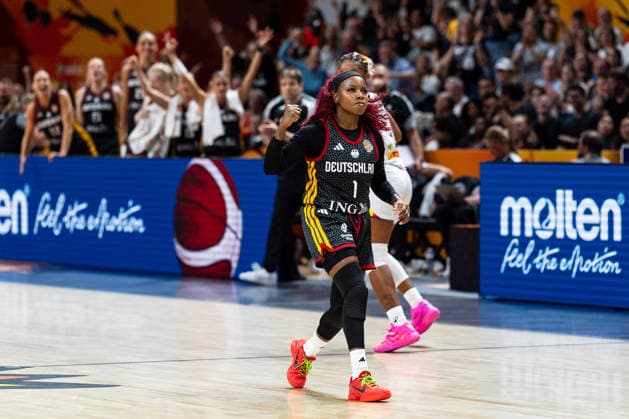 Alexis Peterson, Germany, September 1, celebrating, GER, Belgium vs. Germany, Basketball, 2026 FIBA Women s World Cup, Quarterfinals, September 10, 2026, GER, Belgium vs. Germany, Basketball, 2026 FIBA Women s World Cup, Quarterfinals, September 10, 2026, Berlin Copyright: xEibner-Pressefoto MaxxVincenx EP_MVN