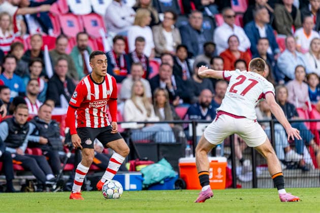 EINDHOVEN — PSV Eindhoven defender Sergino Dest during the UEFA Champions League match between PSV and Shakhtar Donetsk at Philips Stadion on September 10, 2026, in Eindhoven, the Netherlands. Photo by DeFodi Images