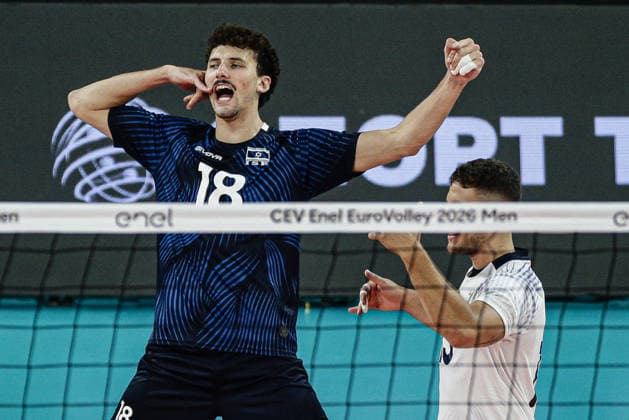 IPA88364470 - Israel s Shay Mayo Liberman celebrating a point during the CEV Enel Eurovolley 2026 pool phase match between Israel and Ukraine at Arena 8888 in Sofia, Bulgaria, on September 10, 2026  Copyright: xIvanxSxIvanov IPAxSportx xx IPA88364470