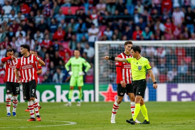 EINDHOVEN , 10-09-2026 , Philips stadium, season 2026 2027 , UEFA Champions League football , match between PSV and Shakhtar Donetsk, picture shows Referee Halil Umut PSV - Shakhtar Donetsk  x206826335x Copyright: