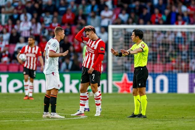 EINDHOVEN , 10-09-2026 , Philips stadium, season 2026 2027 , UEFA Champions League football , match between PSV and Shakhtar Donetsk, picture shows Referee Halil Umut PSV - Shakhtar Donetsk  x206826337x Copyright: