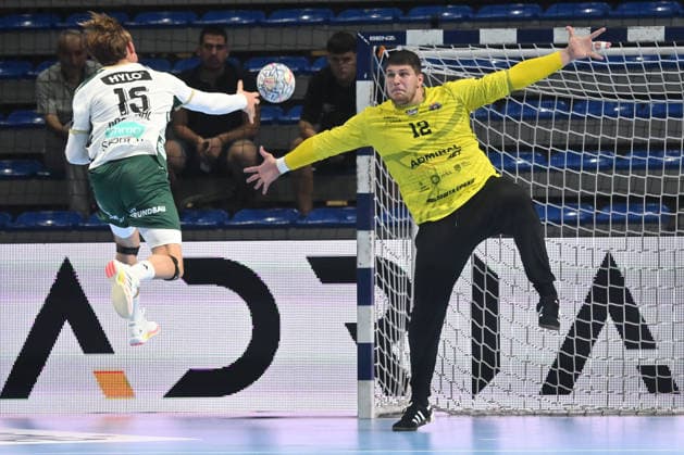 PARTIZAN vs FUCHSE BERLIN BEKIR CORDALIJA goalie vs Tobias Schjolberg Grondahl Tobias Sjolberg Grondal handball Partizan vs Fuschse Berlin EHF Champions league at Aleksandar Nikolic Pionir arena, Belgrade 10.09.2026 Foto: HANDBALL, PARTIZAN, FUCHSE BERLIN, EHF CHAMPIONS LEAGUE Belgrade Aleksandar Nikolic Pionir arena Serbia Copyright: xMarkoxMetlas xMNxPressx