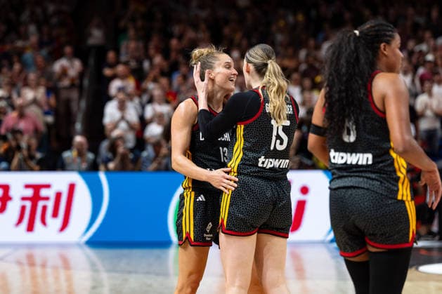 Leonie Fiebich of Germany, 13, and Luisa Geiselsoder of Germany, 15, celebrate after the final buzzer, GER, Belgium vs. Germany, Basketball, FIBA Women s World Cup 2026, Quarterfinals, September 10, 2026, GER, Belgium vs. Germany, Basketball, 2026 FIBA Women’s World Cup, Quarterfinals, September 10, 2026, Berlin Copyright: xEibner-Pressefoto MaxxVincenx EP_MVN
